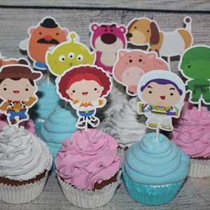 Toy Story Inspired Cupcake Toppers - Woody - Buzz Lightyear - Jessie - Bullseye - Alien - Rex - Slinky Dog - Hamm - Mr. Potato Head