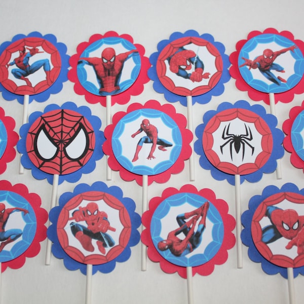 Spiderman Cupcake Toppers Etsy