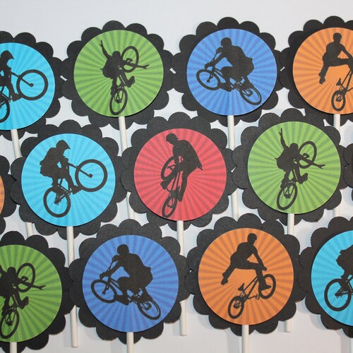 thumbnail image 2 of Bicycle Cupcake Toppers, 18 Piece Shimmering Silver Cardstock In 2 of 12