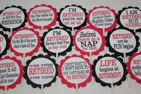 retirement cupcake toppers etsy