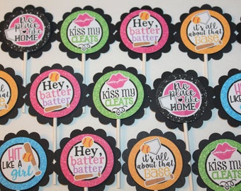 Softball Cupcake Toppers