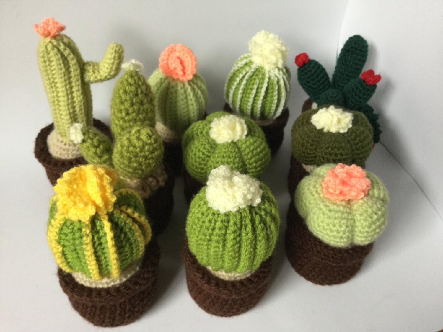 Large Crocheted Cactus With Flowers 6 Cm X 6 Cm Crochet Pot Etsy UK
