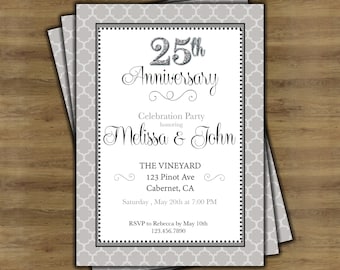 25th anniversary invitations etsy