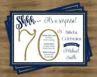 70th birthday invite etsy
