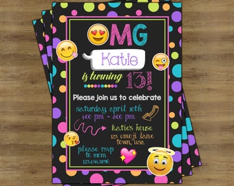 emoji invitation emoji party emoji birthday party girls etsy