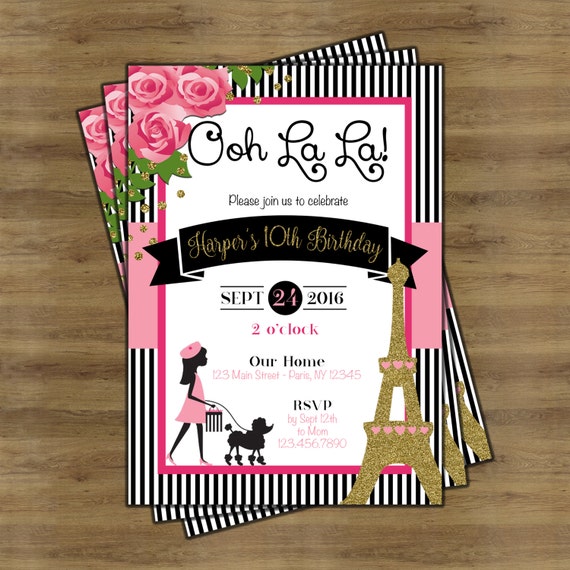 Paris Invitation Paris Theme Party Paris Themed Invitations Etsy