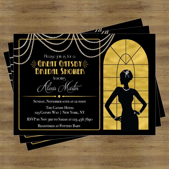 great gatsby invitation gatsby bridal shower invitation etsy