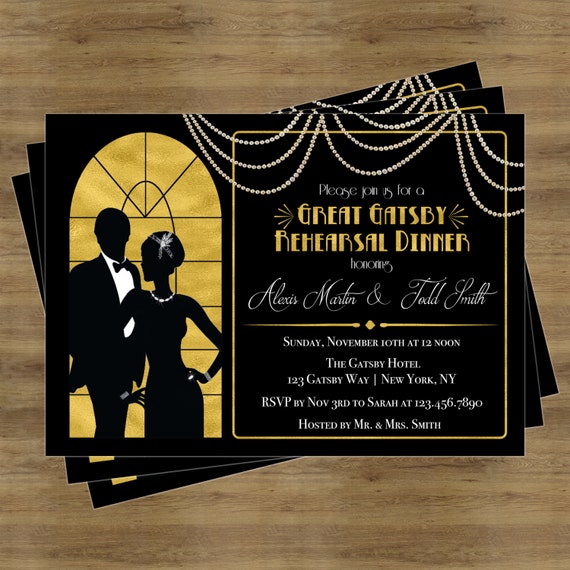 great gatsby invitation rehearsal dinner invitation etsy
