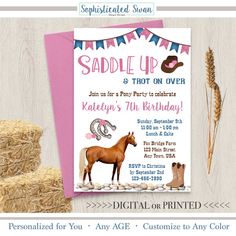 Saddle Up Invitation Horse Party Invitation Pony Birthday Etsy
