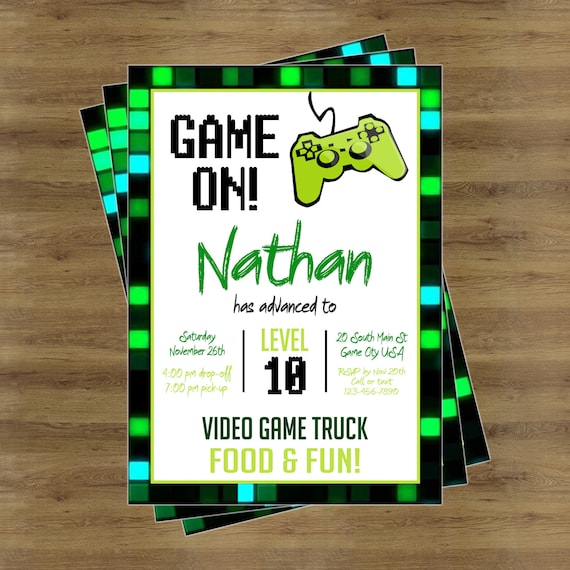 Game Truck Party Video Game Truck Party Invitation Video Etsy