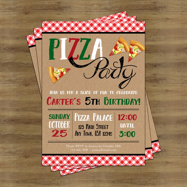 Pizza Party Invitation Pizza Invitation Pizza Birthday Etsy