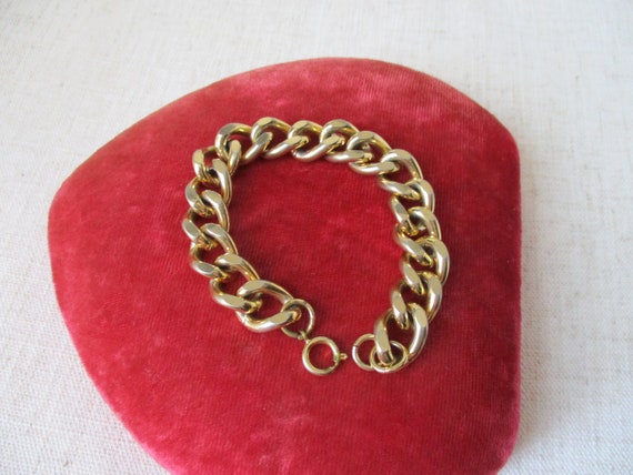Vintage Goldtone Chunky Cuban Link Chain Bracelet… - image 2