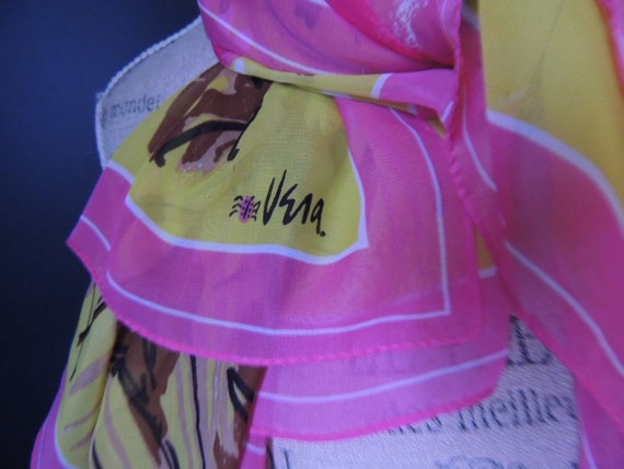 Vintage Vera Bright Colors Pink Yellow Brown Flor… - image 5