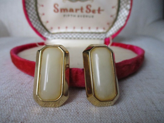 Vintage Givenchy Rectangle Cabochon Goldtone and … - image 7