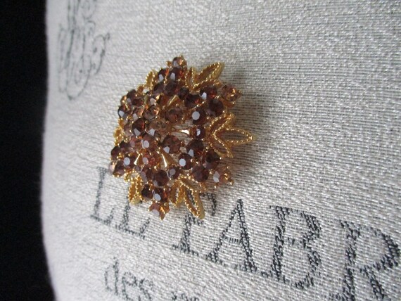 Vintage Lisner Chocolate Rhinestones Goldtone Fil… - image 2