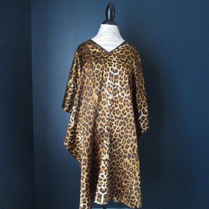 Vintage 1990s Winlar Brown Black Leopard Animal Print Oversized Shawl Coverup Nightgown OSFA