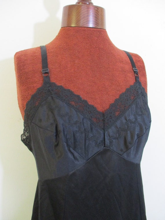 Black Lace Slip Dress | Vintage Sears Embroidered… - image 1
