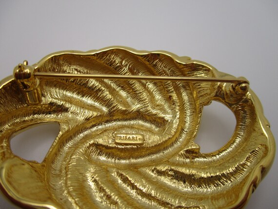 Vintage Trifari Polished Goldtone Rope Swirl Knot… - image 6