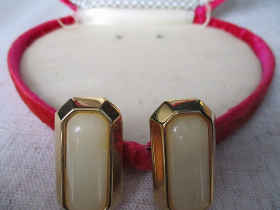 Vintage Givenchy Rectangle Cabochon Goldtone and … - image 5