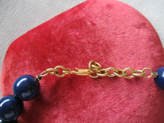 Vintage Monet Navy Knotted Beads Necklace Adjusta… - image 6