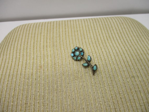 Vintage Silver Faux Turquoise Tiny Dainty Flower … - image 6