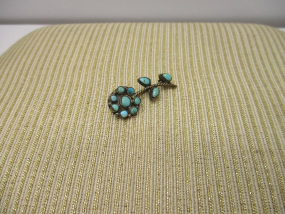 Vintage Silver Faux Turquoise Tiny Dainty Flower … - image 4