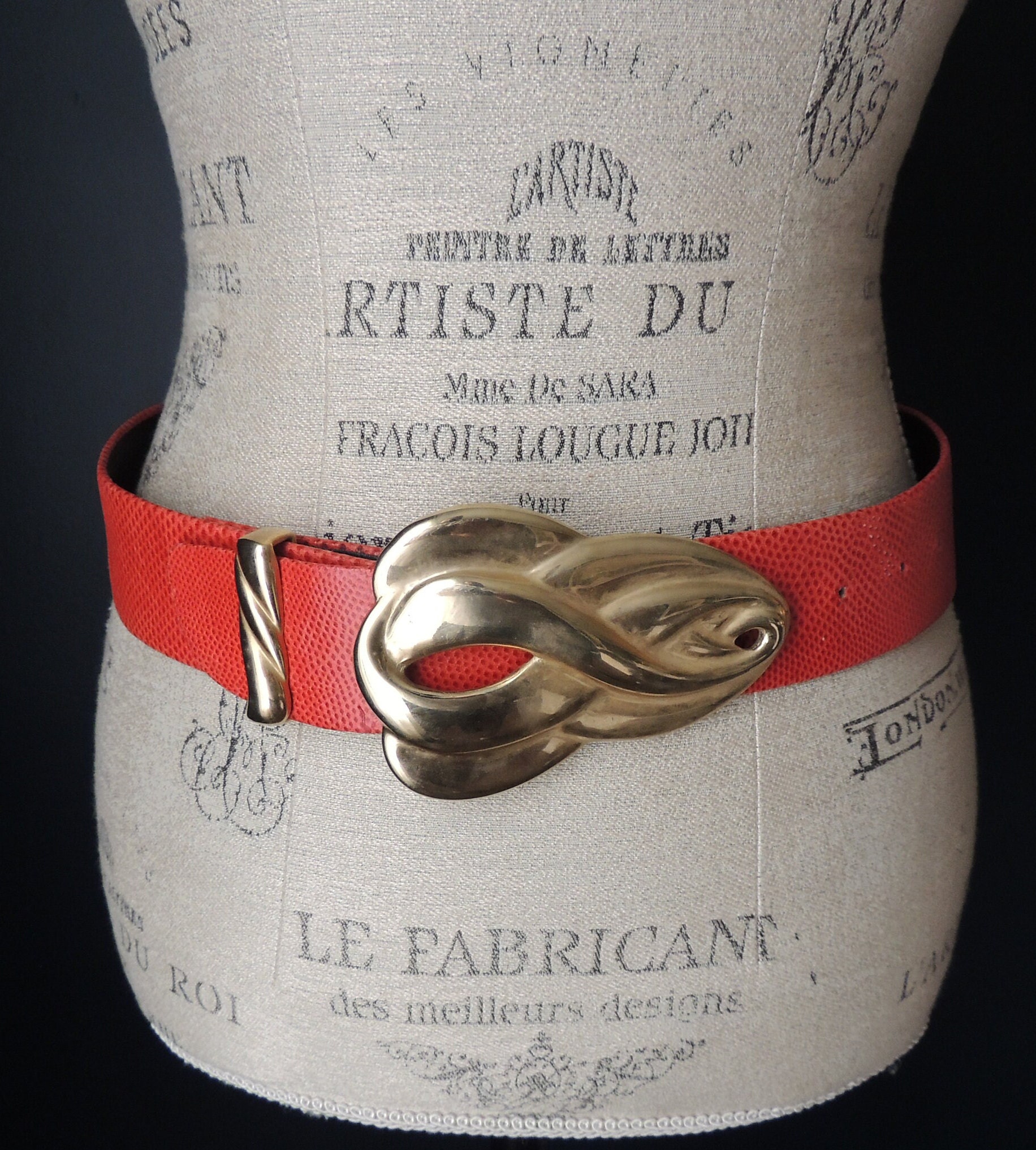 Vtg Salena\'s Collection Beaded Red Stretch Wide Belt OS Nautical Chain 1989 Red Beaded Wide Belts for Women for sale | eBay main image 3