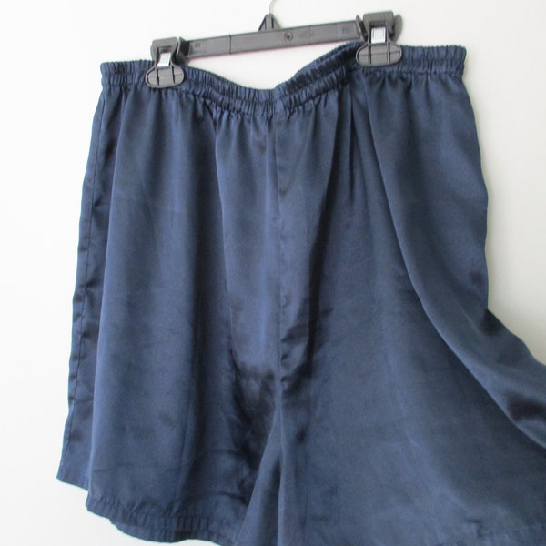 Vintage 1950s Sears and Roebuck High Waisted Navy Blue Satin Pajama Shorts XL
