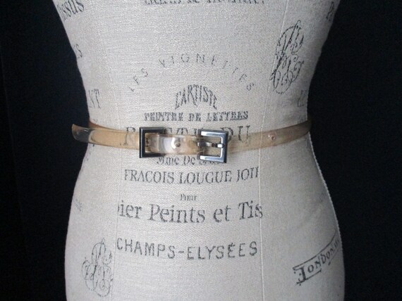 Vintage Johnny Farah Y2K Clear Jelly Plastic Skinny Belt