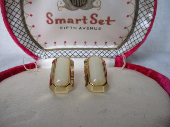 Vintage Givenchy Rectangle Cabochon Goldtone and … - image 8