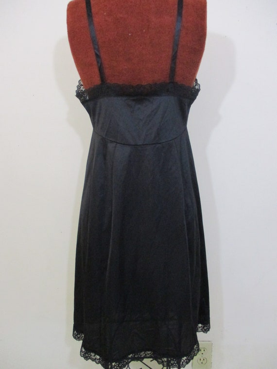 Black Lace Slip Dress | Vintage Sears Embroidered… - image 9