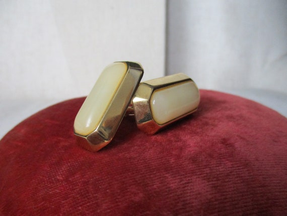 Vintage Givenchy Rectangle Cabochon Goldtone and … - image 3