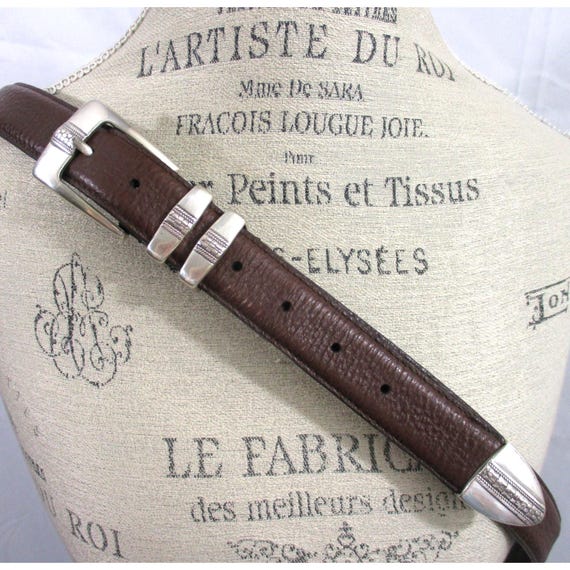 Leather belt with silvertone hardware HUGO - Grained-leather belt with silver-tone hardware - Black main image 3