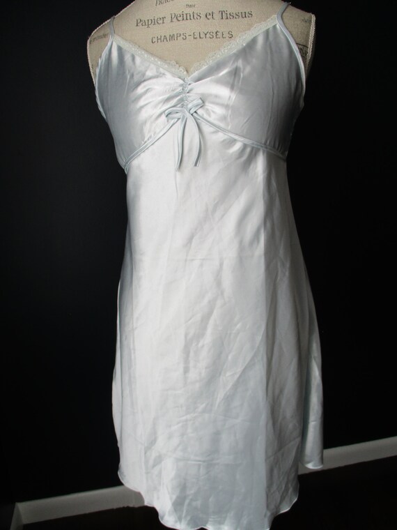 Vintage Icy Blue Silk Chemise | Pale Blue Silk Ni… - image 2