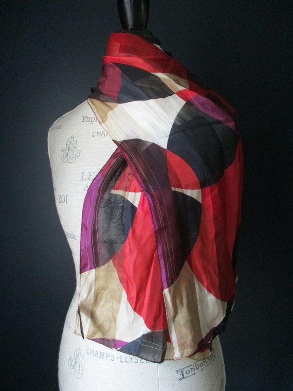 Vintage Adrienne Vittadini Silk Scarf | Deep Red P