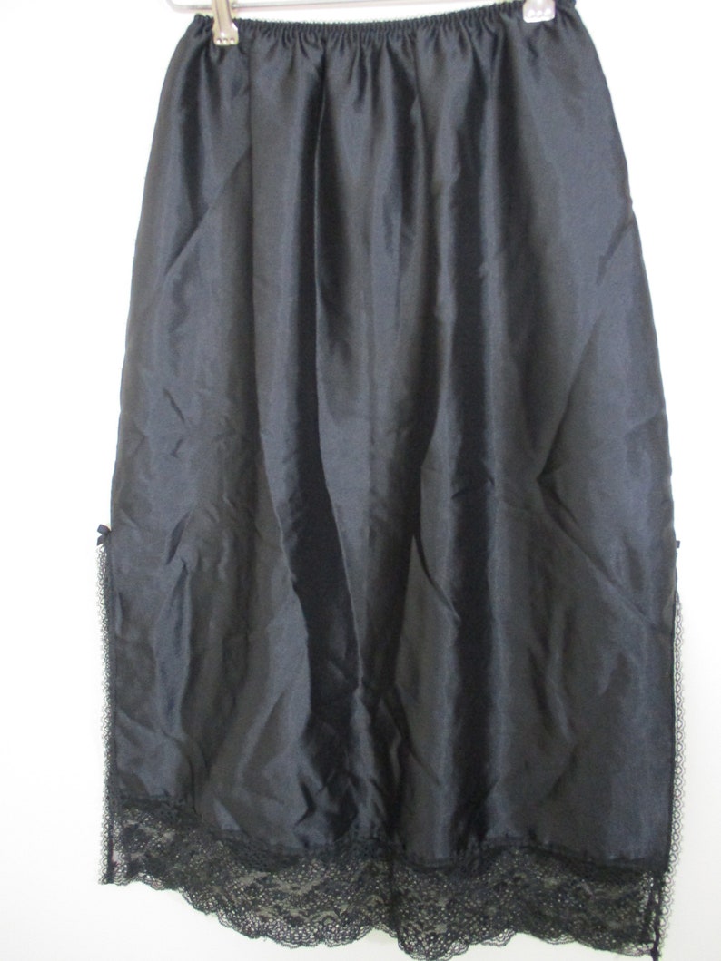 Black Lace Embroidered Slip 1960s Lace Lingerie Knee Length Slip Vintage Jewels by SLT
