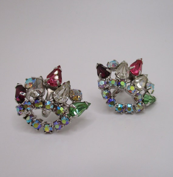 Vintage Silvertone Multicolor AB Crystal Rhineston