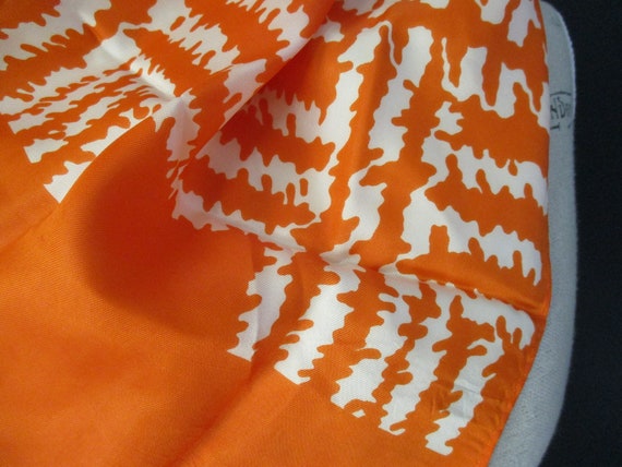 Vintage 1970s A Paris Scarf Orange and White Prin… - image 2