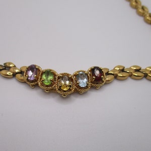 Vintage Sterling Silver DBJ Dee Berkley Gold Vermeil Multicolor Rhinestone Panther Link Necklace