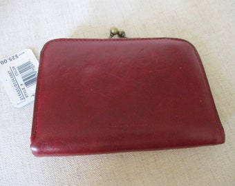 Vintage Mundi Red Brown Genuine Leather Coin Purse Wallet