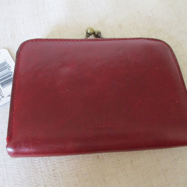 Vintage Mundi Red Brown Genuine Leather Coin Purse Wallet