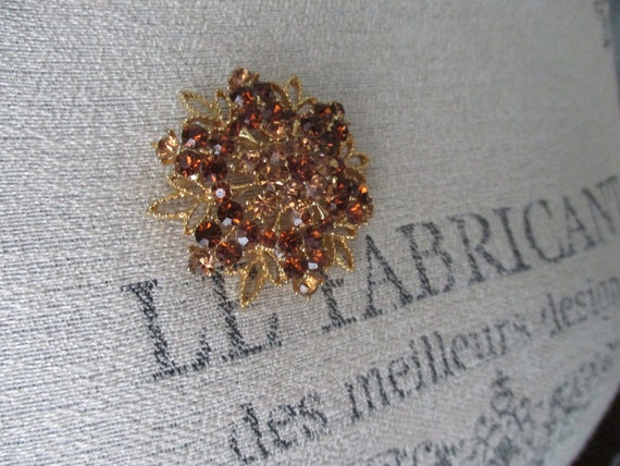 Vintage Lisner Chocolate Rhinestones Goldtone Fil… - image 3