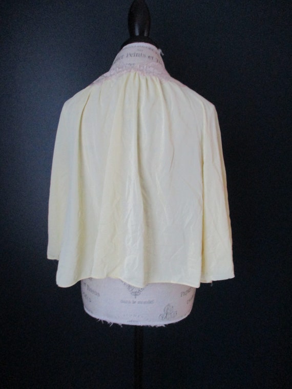 Vintage Van Raalte Yellow Satin Beige Lace Button… - image 6