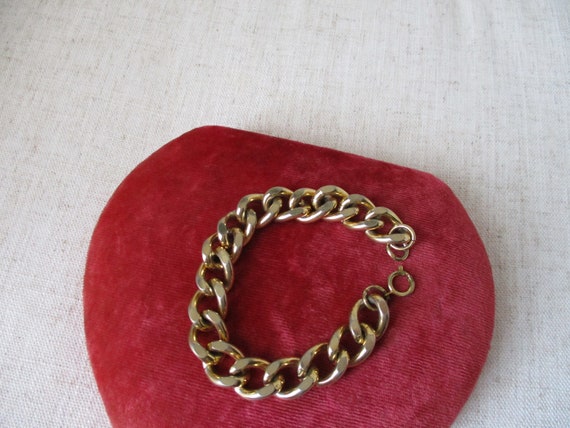 Vintage Goldtone Chunky Cuban Link Chain Bracelet… - image 3