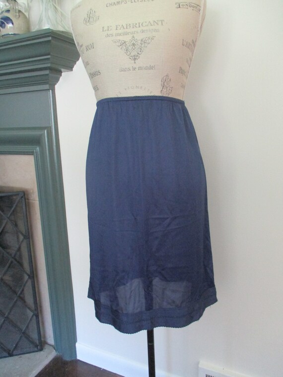 Vintage Navy Blue Half Slip, Fortune Lingerie Size La… Gem