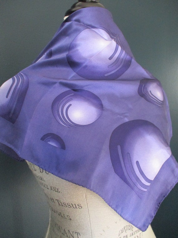 Vintage Purple Bubbles Silk Square Scarf | Geomet… - image 5