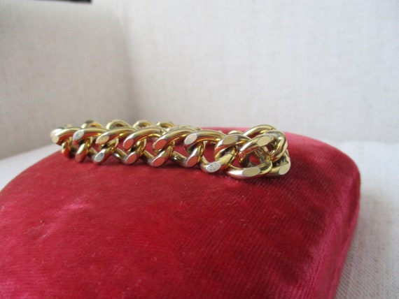 Vintage Goldtone Chunky Cuban Link Chain Bracelet… - image 4