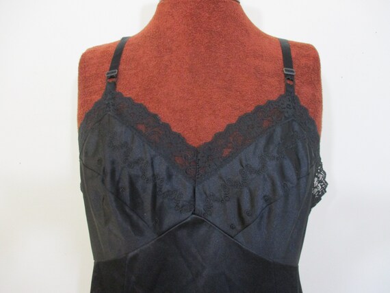 Black Lace Slip Dress | Vintage Sears Embroidered… - image 3