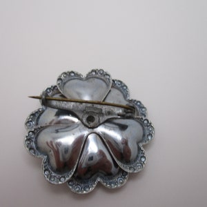 Vintage Czechoslovakia Silvertone Pink Enamel Flower Brooch image 8