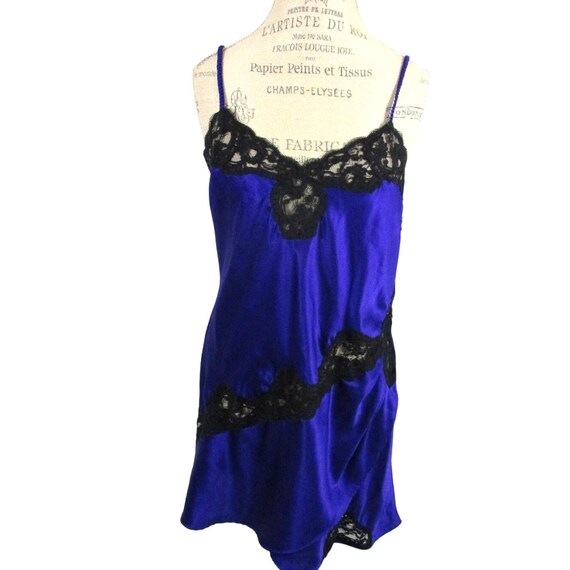 Vintage 80s Victoria's Secret Gold Label Royal Purple Satin Black